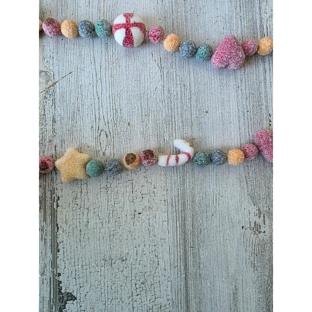 Vintage sugared candy Garland hearts candy cane striped pastel Xmas tree unique